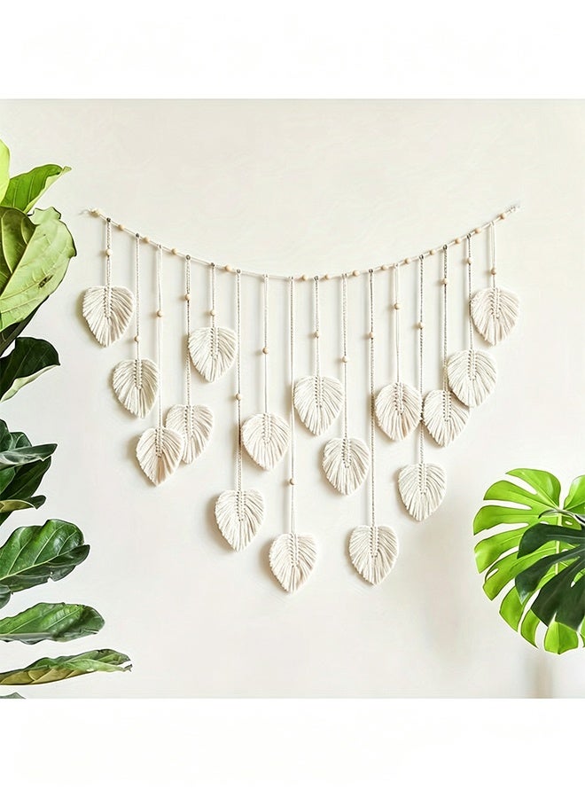 GIFT Beautiful Room Decoration, Leaf Hanging On The Wall, Modern Macrame Wall Art Tapestry, Home Decoration, Macrame Feather Wall Hanging On The Wall, Gift For Mom - Image 5