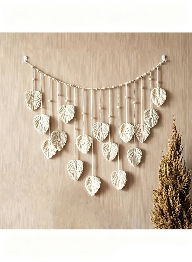 GIFT Beautiful Room Decoration, Leaf Hanging On The Wall, Modern Macrame Wall Art Tapestry, Home Decoration, Macrame Feather Wall Hanging On The Wall, Gift For Mom - Image 2