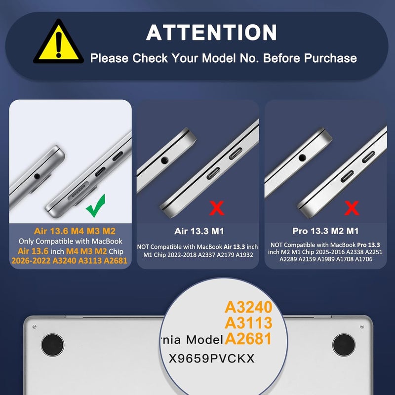 موسيسو غلاف MOSISO متوافق مع MacBook Air 13 بوصة موديلات M5 2026 M4 2025 M3 M2 2024-2022 A3449 A3240 A3113 A2681، غلاف صلب واقٍ مقاوم للخدوش لـ MacBook Air 13.6 بوصة، أزرق ضبابي - Image 2