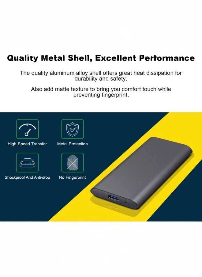 SSD 16TB Portable SSD External Solid State Drive USB 3.1 Type-C External SSD Hard Drive 3-Year Warranty Reliable Storage for Gaming/Students/Professionals 16TB, Greay  - Image 2