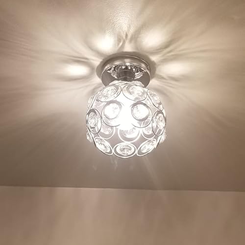 TISLYCO Modern Semi Flush Mount Ceiling Light Fixture, Mini Crystal Chandelier Light Fixture, Small Close to Ceiling Light for Hallway Bathroom - Image 1