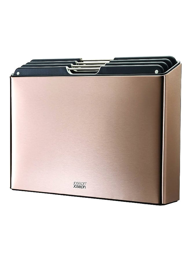 Joseph Joseph 4-Piece Folio Stainless Steel Rectangular Chopping Board with Storage Case Rose Gold 24 x 34 cm 60172 - Image 1
