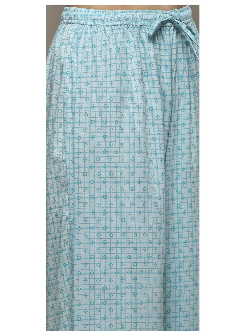 Biba  Turquoise Rayon Straight Suit Set for Women | Best Price UAE
