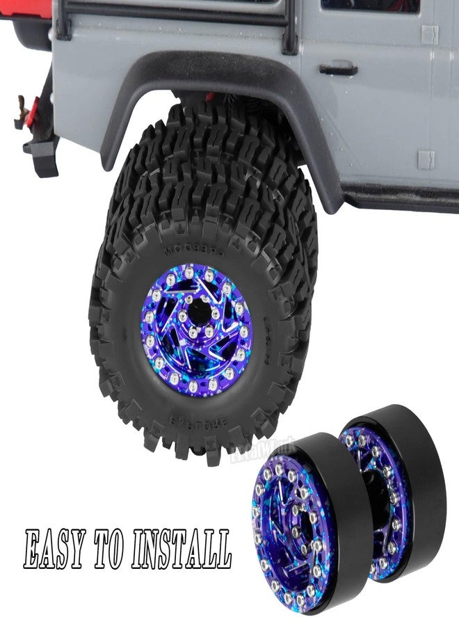 BRCatWPark 1.3 Dually Beadlock Wheels Rims for RC Crawler Car 1/18 TRX4M Ascent-18,1/24 SCX24 FCX24,RC Off Road Buggy Rally Truck Wheels,RC Aluminium 1.3 in Adjustable Offset,7mm Hex Rims,Purple Blue - Image 4