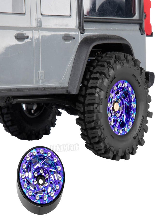 BRCatWPark 1.3 Dually Beadlock Wheels Rims for RC Crawler Car 1/18 TRX4M Ascent-18,1/24 SCX24 FCX24,RC Off Road Buggy Rally Truck Wheels,RC Aluminium 1.3 in Adjustable Offset,7mm Hex Rims,Purple Blue - Image 5