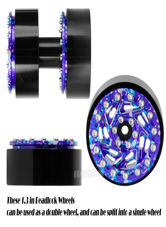 BRCatWPark 1.3 Dually Beadlock Wheels Rims for RC Crawler Car 1/18 TRX4M Ascent-18,1/24 SCX24 FCX24,RC Off Road Buggy Rally Truck Wheels,RC Aluminium 1.3 in Adjustable Offset,7mm Hex Rims,Purple Blue - Image 3
