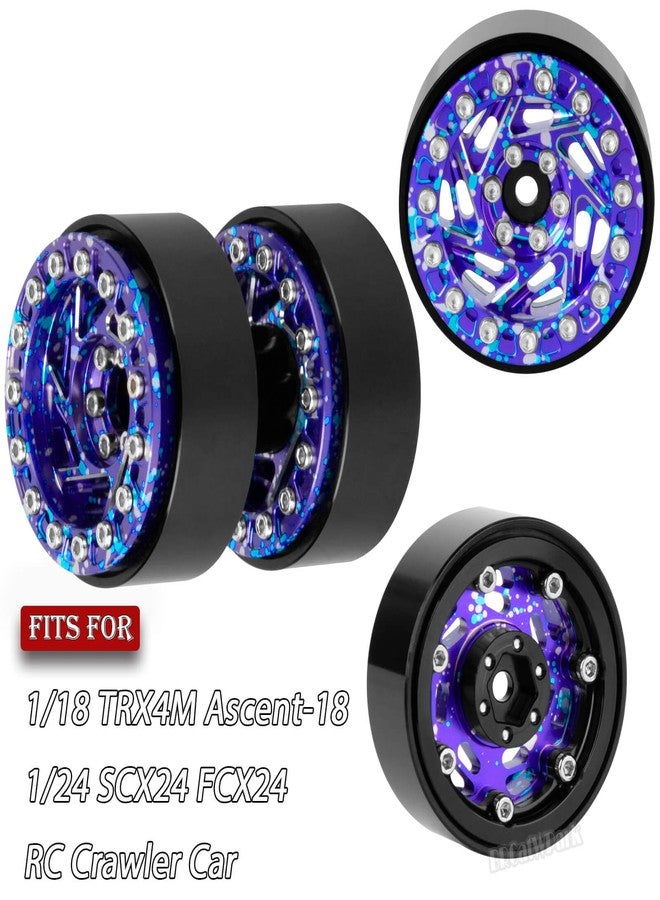 BRCatWPark 1.3 Dually Beadlock Wheels Rims for RC Crawler Car 1/18 TRX4M Ascent-18,1/24 SCX24 FCX24,RC Off Road Buggy Rally Truck Wheels,RC Aluminium 1.3 in Adjustable Offset,7mm Hex Rims,Purple Blue - Image 2
