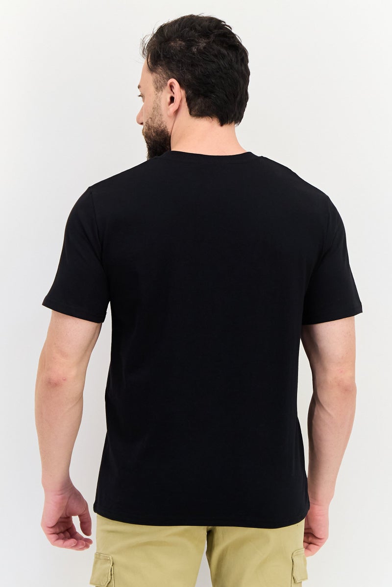 YOTO تي شيرت رجالي بأكمام قصيرة وياقة دائرية، مطبوع برسومات، أسود - Image 3