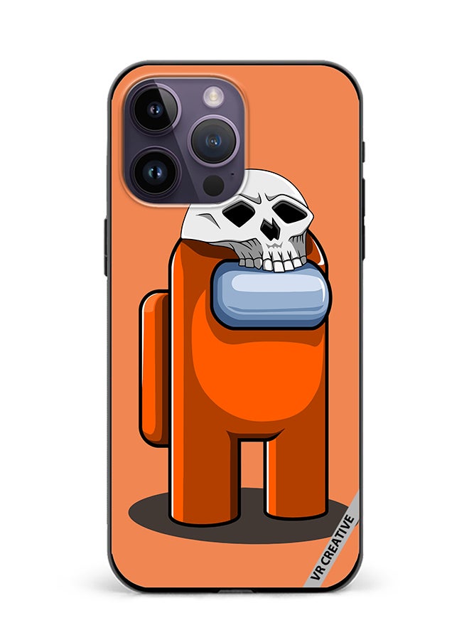 VR CREATIVE Protective Case Cover For Apple iPhone 15 Pro Orange Game Among Us In Halloween Design Multicolour - Image 1