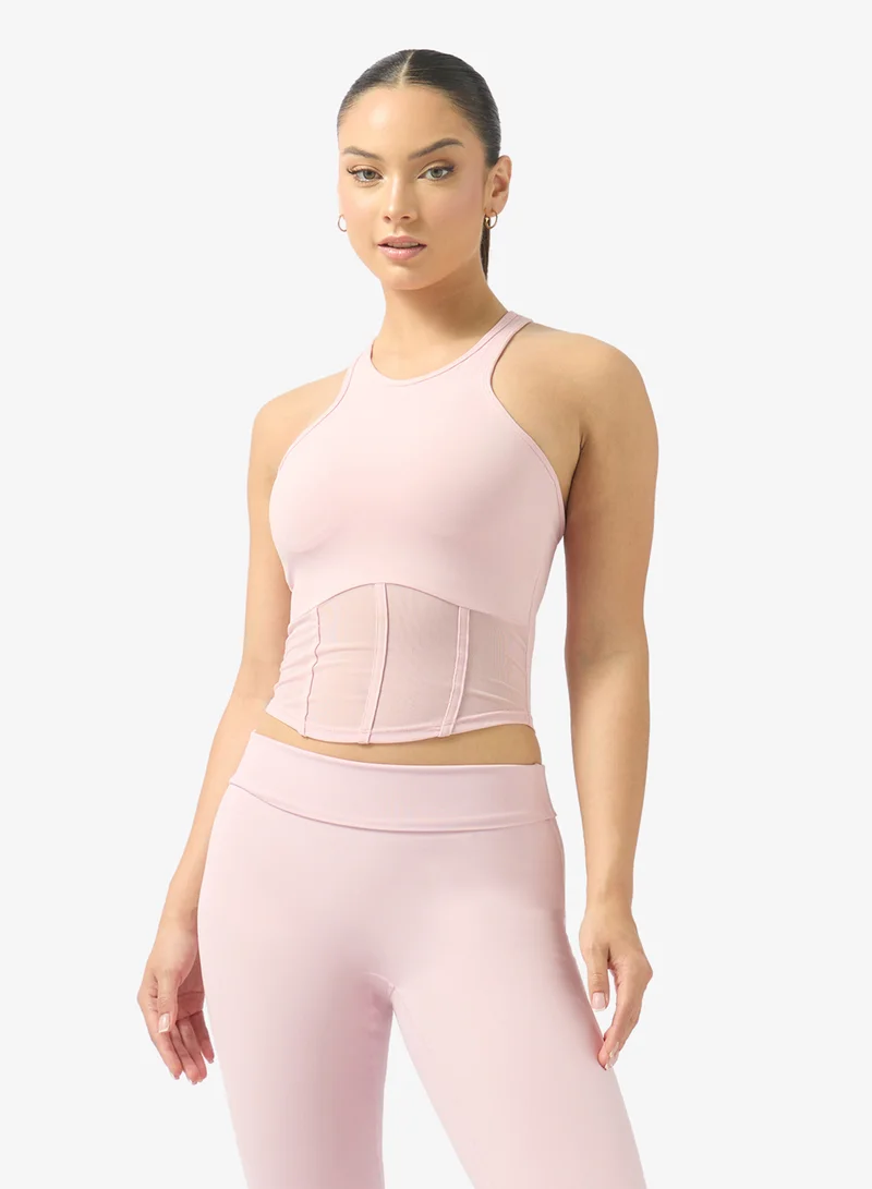 FRWD Racer Back Tank Top with Corset Bodice