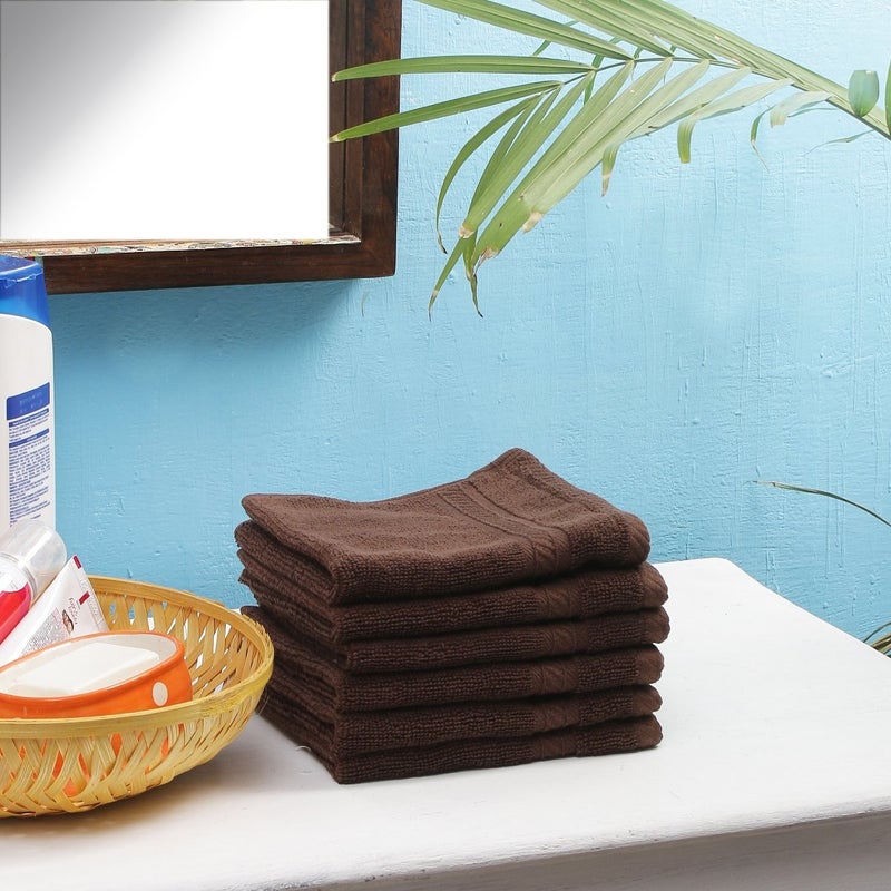 FRESH FROM LOOM FRESH FROM LOOM face Towels Set Wash Clothes Face Towels Towels for Home Gym or Sports 13 X 13 Inch Brown  - Image 1