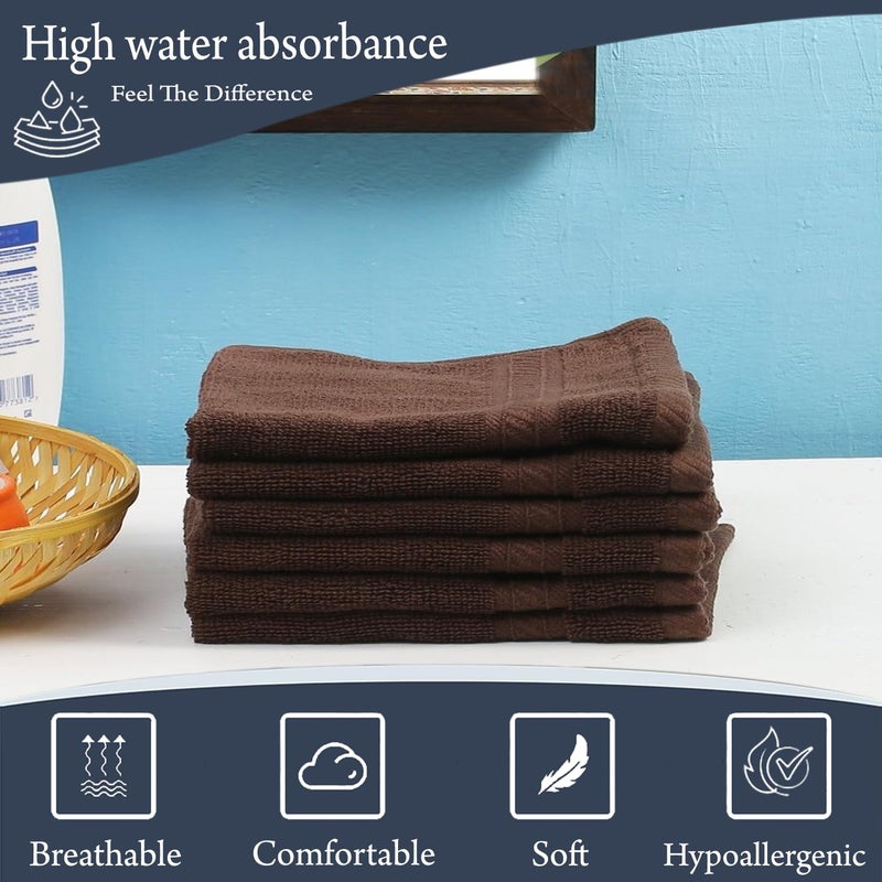 FRESH FROM LOOM FRESH FROM LOOM face Towels Set Wash Clothes Face Towels Towels for Home Gym or Sports 13 X 13 Inch Brown  - Image 5