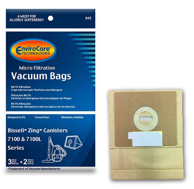 REPLACEMENT MICRO FILTRATION VACUUM BAGS FOR BISSELL ZING 7100 AND 7100L SERIES CANISTERS 3 PACK
