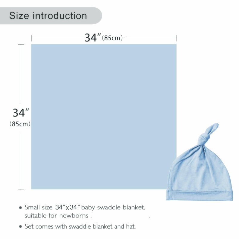 Aijoviko Newborn Swaddle Blanket with Hat Set Baby Swaddle Set Hospital Receiving Blankets for Girls Boys(Babyblue) - Image 5
