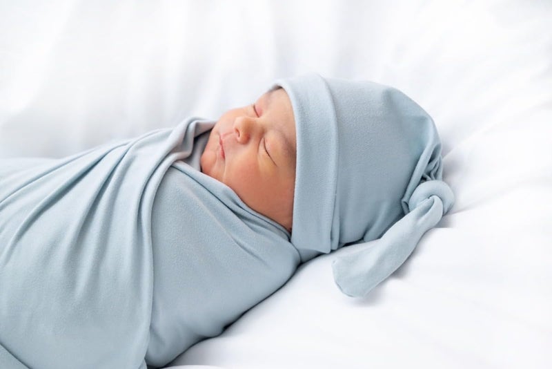 Aijoviko Newborn Swaddle Blanket with Hat Set Baby Swaddle Set Hospital Receiving Blankets for Girls Boys(Babyblue) - Image 2