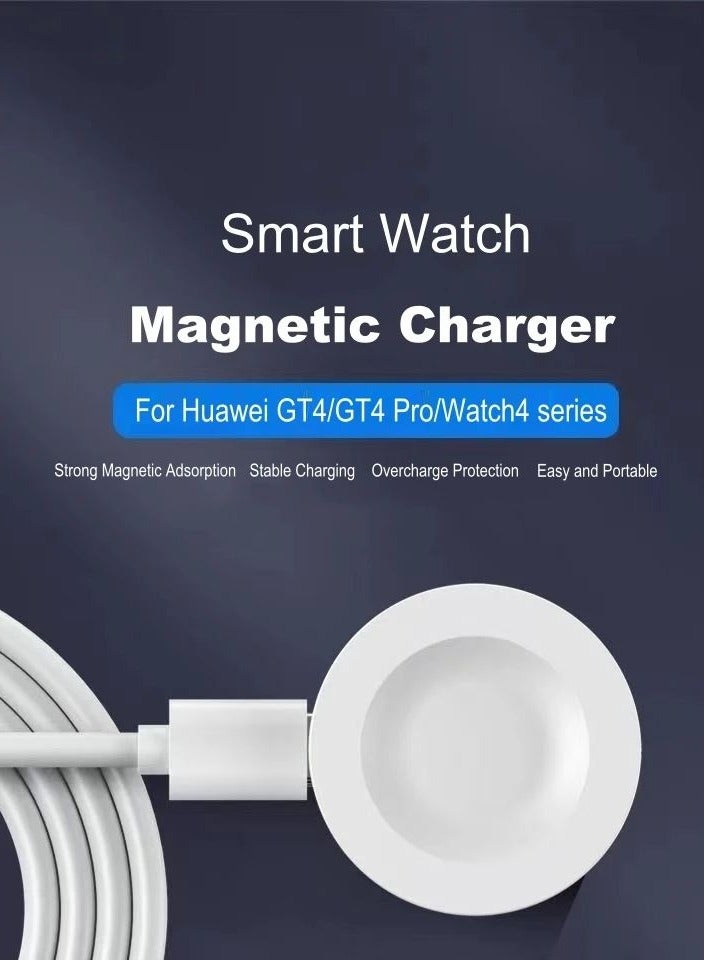 Portable Smart Watch Charger Dock For Huawei Watch GT5 GT4 GT3 GT2 GT5 Pro GT4 Pro GT3 Pro GT2 Pro, USB Magnetic Dock Fast Charger White - Image 2