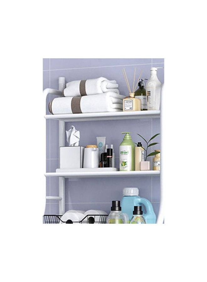 أكاليكس منظم تخزين مناشف بثلاثة أرفف، يُعلق فوق المرحاض، موفر للمساحة في الحمام، أبيض، 50 × 25 × 160 سم - Image 3
