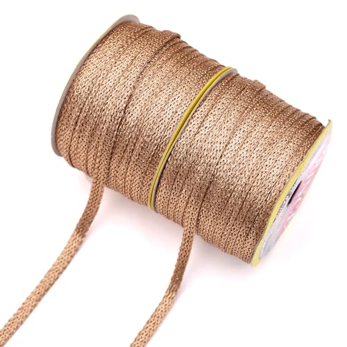 Embroiderymaterial Gota Patti Lace Boarder Heavy Lace for Saree, Craft, Blouse, Lehnga, Suit & Decoration (8mm Width, Almond Gold, 13 Mtr, 2rolls) - Image 1