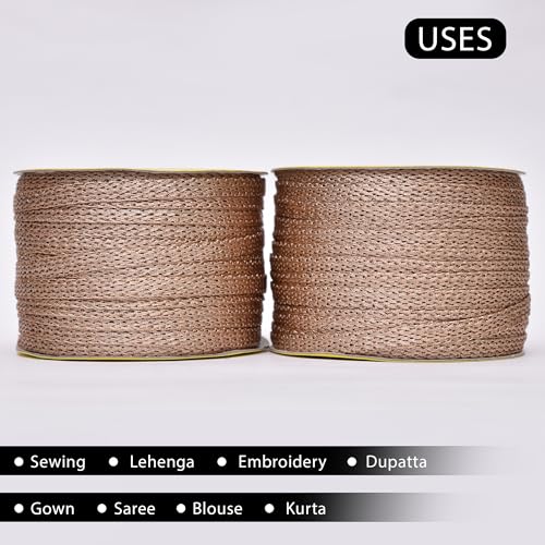 Embroiderymaterial Gota Patti Lace Boarder Heavy Lace for Saree, Craft, Blouse, Lehnga, Suit & Decoration (8mm Width, Almond Gold, 13 Mtr, 2rolls) - Image 5