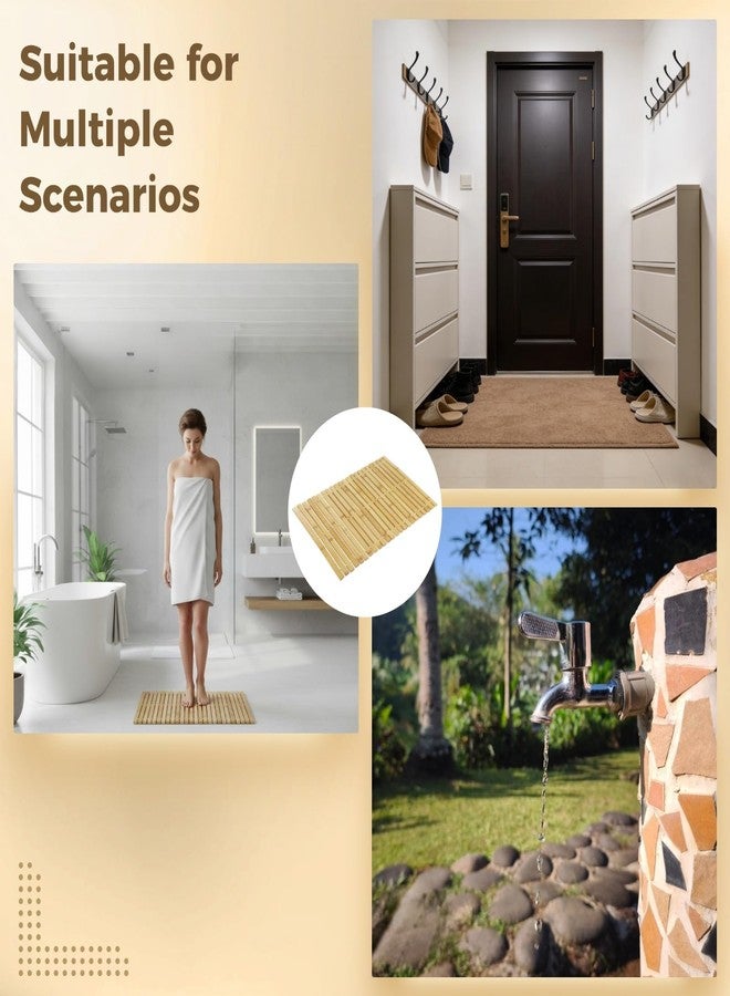 COSYOO 2 Pcs Bamboo Bath Mat, 23.6 x 15.7 in Hand Woven Wooden Shower Mat, Non-Slip Waterproof for Bathroom, Spa, Sauna, Outdoor Use - Image 5