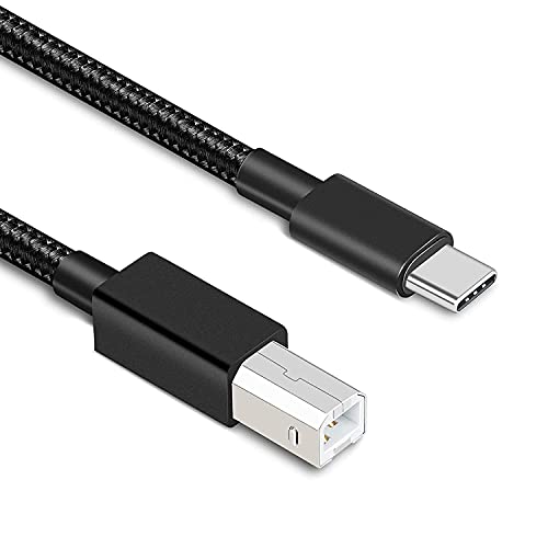 rts Hight Speed USB Type C Printer Cable(2M)Nylon Braided 480Mbps Data Transfer Compatible With Printers Scanners Fax Machine Macbook Pro/Air Epson HP Canon Yamaha Digital Piano,MIDI Keyboard,DJ,Black - Image 1