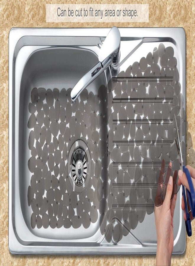 Bligli Pebble Sink Mat for Stainless Steel/Ceramic Sinks, 2 Pack PVC Sink Protectors Mats for Bottom of Kitchen Sink, Dish Drying Mat for Dishes and Glassware, 15.7 x 11.8 inch, Grey - Image 4