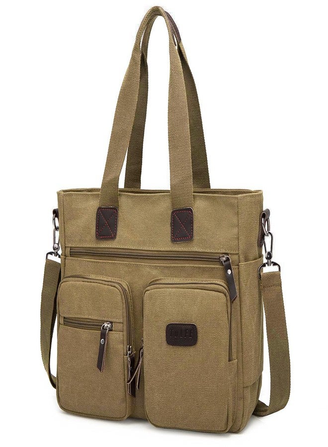 ToLFE Women Top Handle Satchel Handbags Shoulder Bag Messenger Tote Bag Purse Crossbody Bag Travel Work Tote Bag (Double handles with 9.1" drop, New-Khaki1) - Image 1