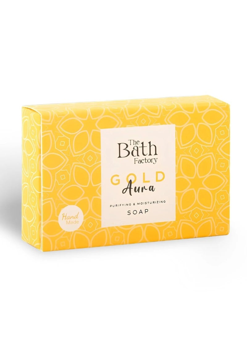 The Bath Factory Moisturising Hand and Body Soap, Gold Aura, 80 g – Nourishing Cleanser for Soft Skin - Image 1