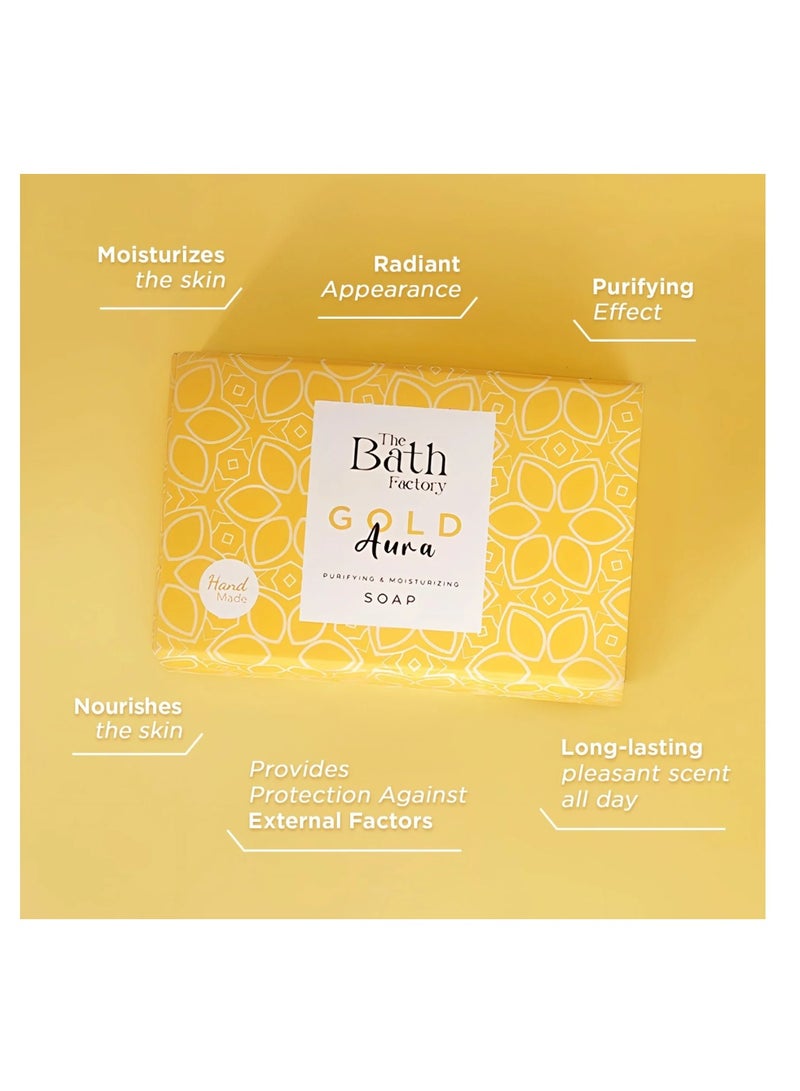 The Bath Factory Moisturising Hand and Body Soap, Gold Aura, 80 g – Nourishing Cleanser for Soft Skin - Image 3