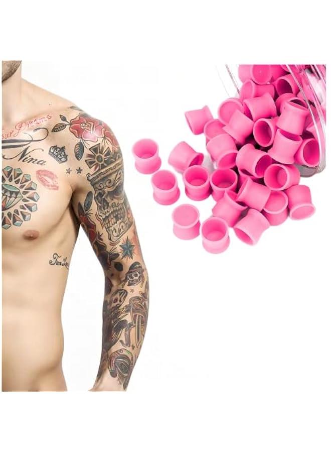 Generic Tattoo Ink Cups, 300pcs Disposable Tattoo Ink ment Caps Silicone Permanent Makeup Cups Tattoo ment Container Ink Caps for Tattoo kits Supplies (Rosa) - Image 5