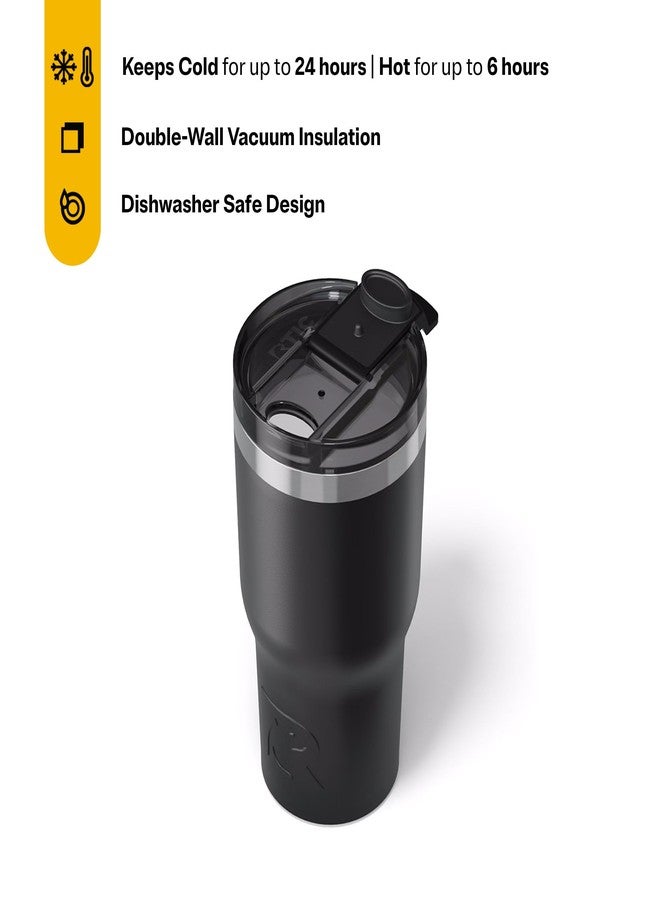 RTIC 20oz Essential Tumbler with Lid, Ceramic Lined, Insulated, Stainless Steel, Metal, Double Wall Vacuum-Insulation, Travel Cup for Iced Coffee, Tea, Hot and Cold Drink, Black - Image 3