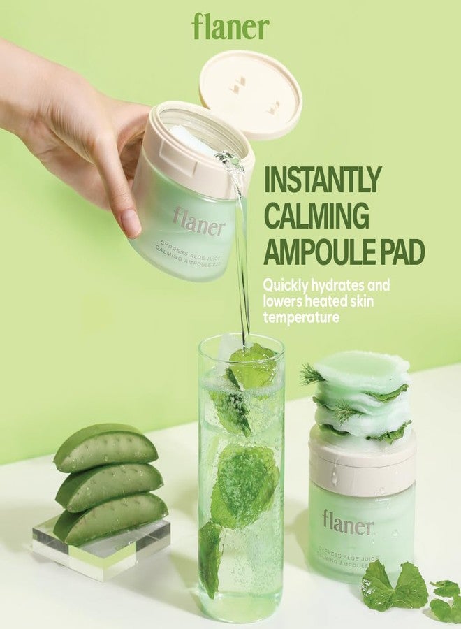 FLANER Cypress Aloe Calming Toner Pads [70 Sheets] – Instantly Cooling & Soothing Toner with Centella Asiatica, Reduce Redness & Pore Care, Vegan, Dermatologist-Tested for Sensitive & Acne-Prone Skin - Image 2
