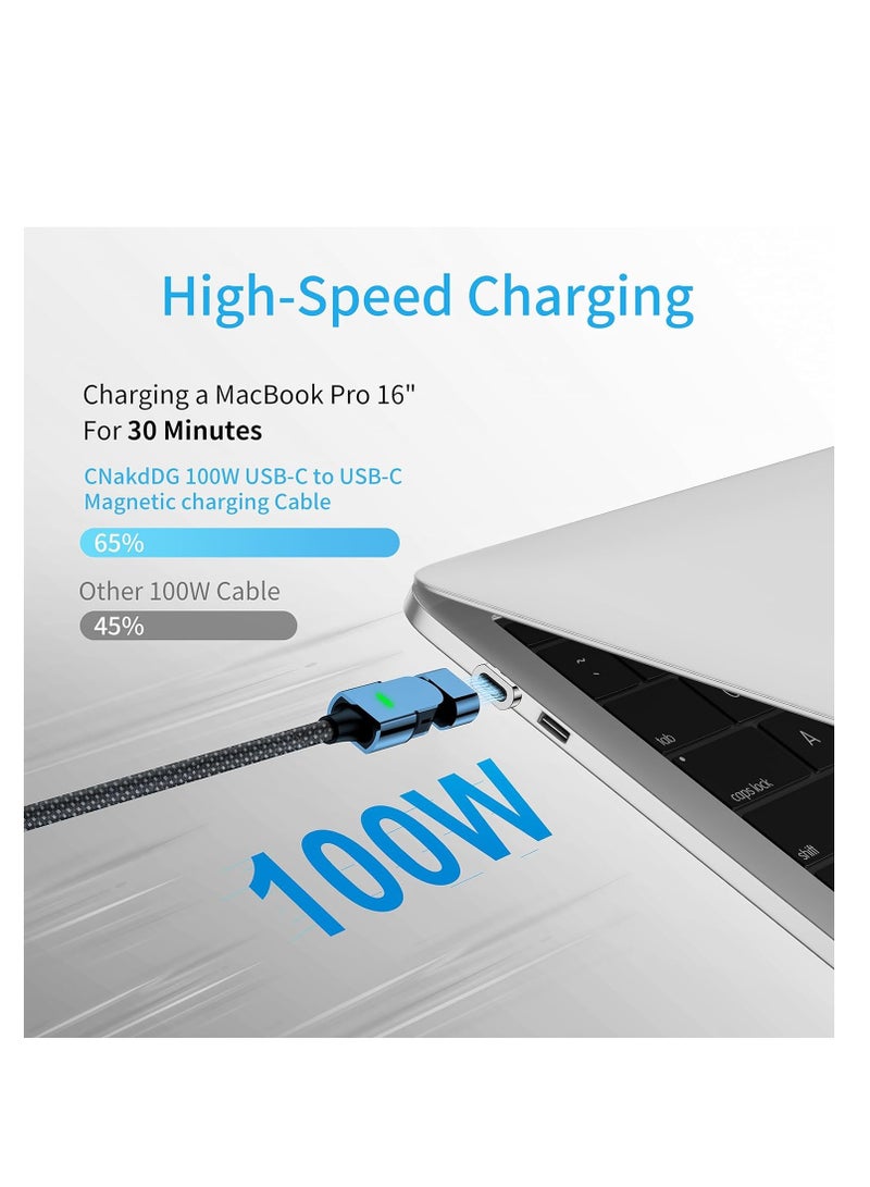 100W 180° Magnetic Charging Cable, 2-in-1 USB C to USB C/Lightning Charger (2 Pack, 4ft & 6.6ft), 480Mbps Data Transfer for iPhone 15, iPad, MacBook Pro, Galaxy S22 (Blue) - Image 2