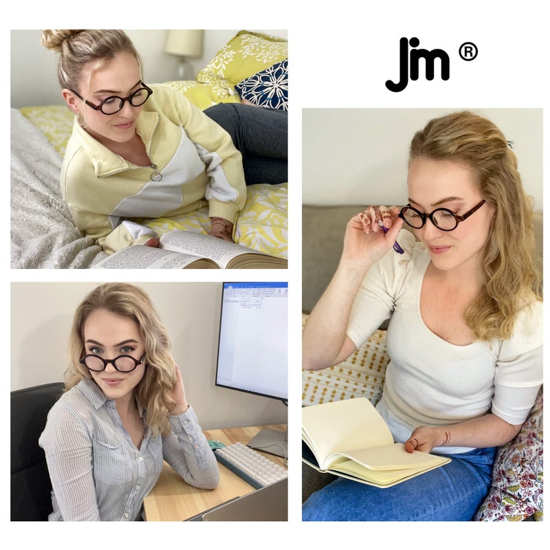 JM Set of 4 Retro Round Reading Glasses Spring Hinge Readers Men Women Glasses for Reading +1.25 Black & Tortoise - Image 2