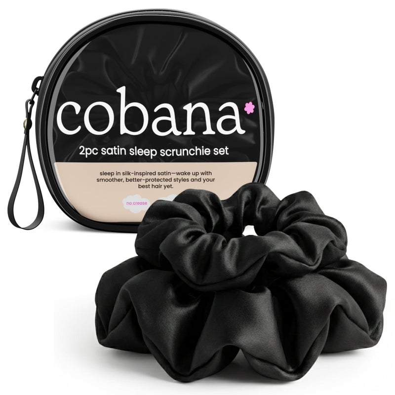 Cobana Satin Sleep Scrunchie Gift Set â€“ No-Damage Silk Hair Ties for Crease-Free Styling â€“ Soft, Gentle Hair Accessories in Travel Pouch â€“ Ideal for Women, Teens, Self-Care & Holiday Gifting - Image 1