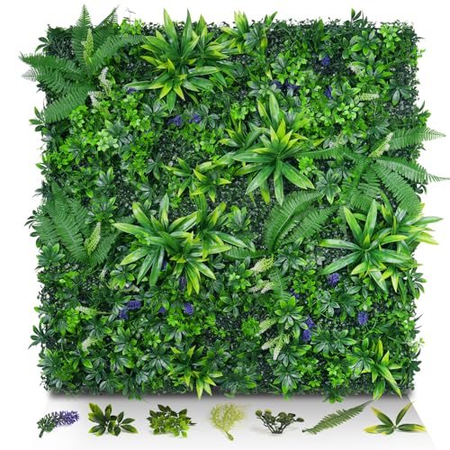 Evernature ألواح العشب الاصطناعي، 20"x20" 12 قطعة خلفية عشب، نباتات بوكسوود خضراء مضادة للأشعة فوق البنفسجية، ديكور جدار أخضر للحدائق الداخلية والخارجية، - Image 1