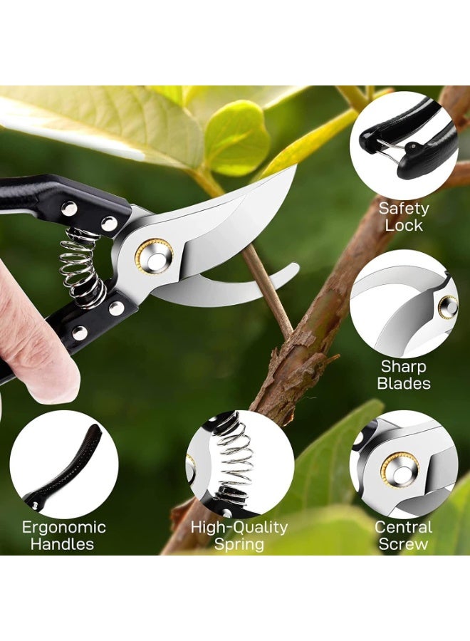 Bukela X spring Pruning Shears, Garden Hand Shears, Professional Bypass Pruner Hand Shears Heavy Duty, Wood Handle Pruners, Gardening Tree Trimmers Secateurs Clipping Shears for Gardener's - Image 3