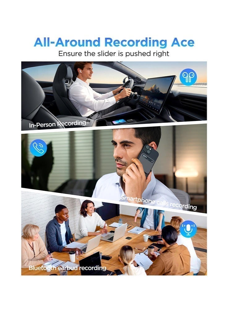 بويا BOYA Notra Black AI Voice Recorder، ملخص ذكي، تخزين 64 جيجا بايت، مزامنة سحابة آمنة، 140+ لغة، جهاز ملاحظات الذكاء الاصطناعي متوافق مع MagSafe للاجتماعات والمحاضرات والمقابلات - Image 3