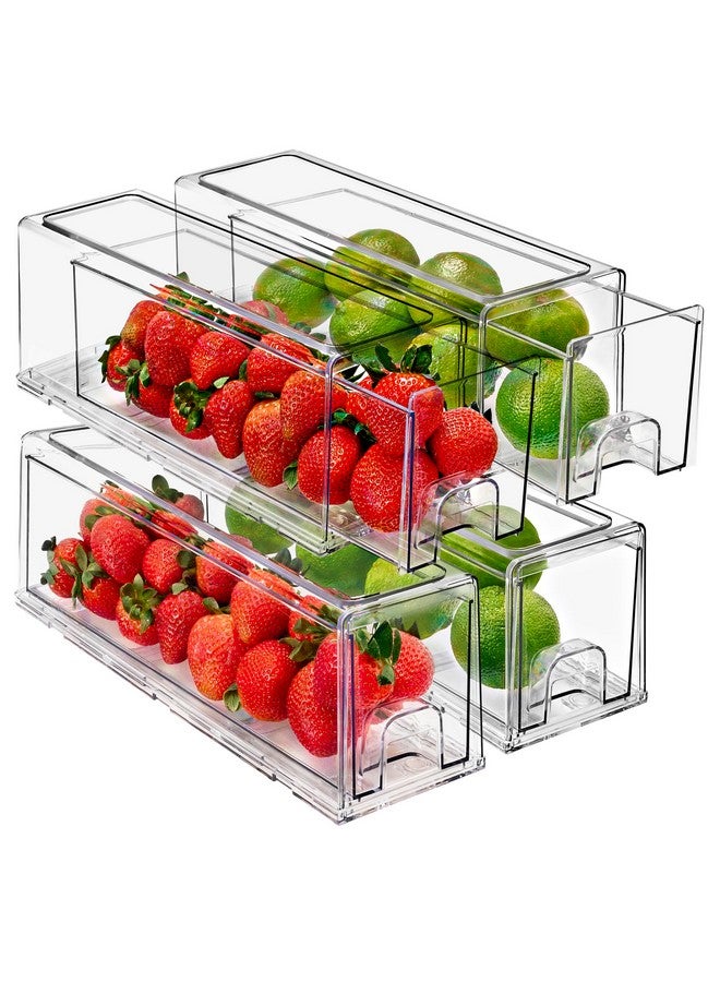 Sorbus Fridge Drawers - Clear Stackable Pull Out Refrigerator Organizer Bins - Food Storage Containers for Kitchen, Refrigerator, Freezer, Vanity & Fridge Organization and Storage (4 Pack | Small) - Image 1