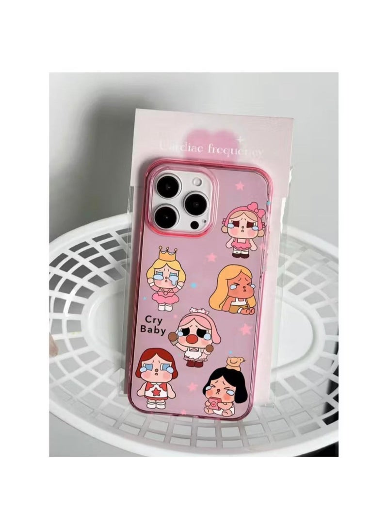 جراب هاتف iPhone 15 Pro Max بتصميم ستة أطفال باكيين باللون الوردي - Image 1
