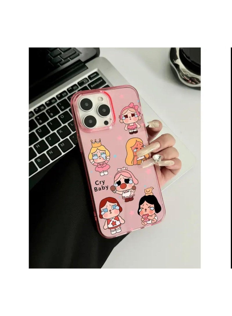 جراب هاتف iPhone 15 Pro Max بتصميم ستة أطفال باكيين باللون الوردي - Image 2