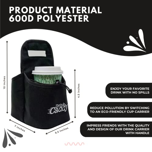 Caddy Mesa Drink Caddy Portable Drink Carrier and Reusable Coffee Cup Holder - 2 Cup Collapsible Tote Bag with Organizer Pockets Safely Secures Hot and Cold Beverages - Perfect for Food Delivery and Take Out - Image 3