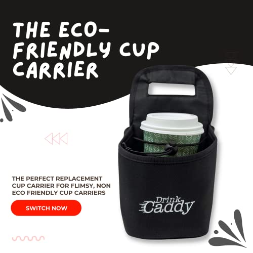 Caddy Mesa Drink Caddy Portable Drink Carrier and Reusable Coffee Cup Holder - 2 Cup Collapsible Tote Bag with Organizer Pockets Safely Secures Hot and Cold Beverages - Perfect for Food Delivery and Take Out - Image 4