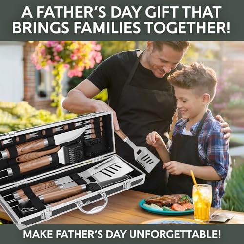 Kaluns Grilling Accessories Dad Gifts for Fathers Day Mothers Day Grilling Gifts Heavy Duty Stainless Steel BBQ Tool Set for Outdoor Grill with Aluminum Case and Apron Birthday Gifts for Men - Image 3