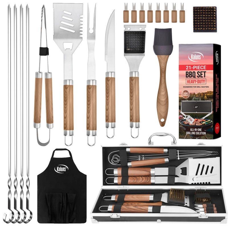 Kaluns Grilling Accessories Dad Gifts for Fathers Day Mothers Day Grilling Gifts Heavy Duty Stainless Steel BBQ Tool Set for Outdoor Grill with Aluminum Case and Apron Birthday Gifts for Men - Image 2