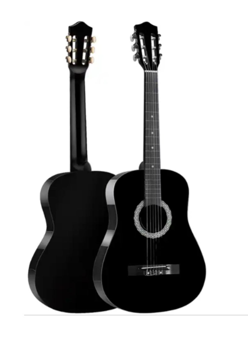 Megarya 34” Classical Guitar with Nylon Strings Acoustic Guitar with Truss Rod for Beginner Professional with Bag, Strap, Capo, Picks, Strings, Tuner, Single Guitar Holder (Black)  - Image 3