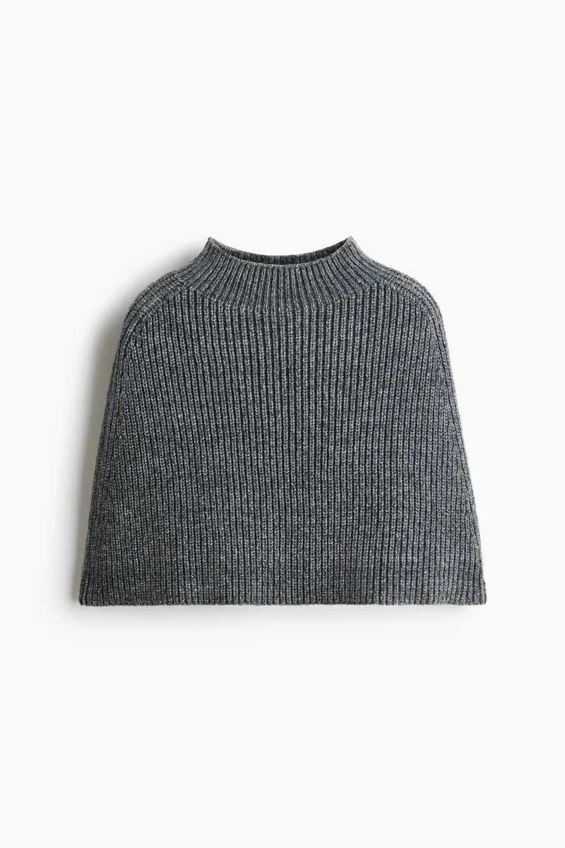 Rib-knit cape
