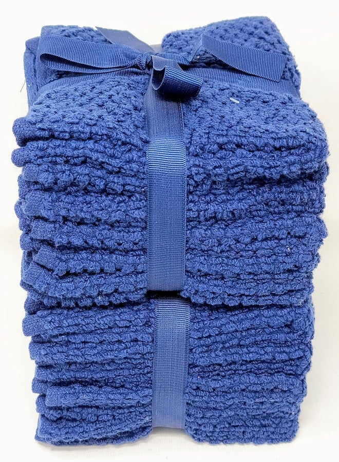 Violet Linen منشفة فاخرة بتصميم قوام خالي من الانتفاخ، 100% قطن ناعم للغاية بدون لف، ناعم ويمتص الماء، أزرق داكن، 12 بوصة × 12 بوصة، مربع، مجموعة من 12 منشفة غسيل فاخرة - Image 2