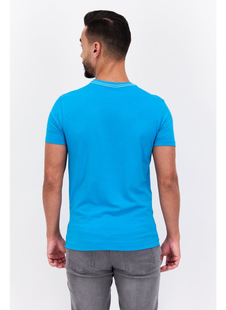 GAS Men Crew Neck Short Sleeve Graphic Print T Shirt, Slate Blue  - Image 2