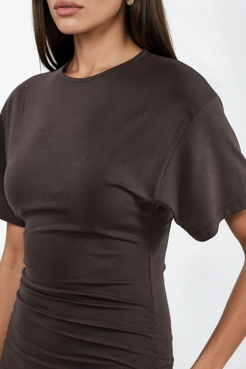Busem BUSEM Crew Neck Mini T-Shirt Dress with Drape